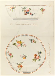 Design for a Painted Porcelain Scalloped Salad Bowl, for Sèvres Porcelain Manufactory